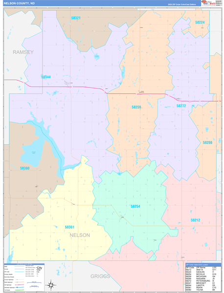 Nelson County, ND Zip Code Map