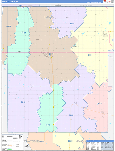 Nemaha County, KS Zip Code Map