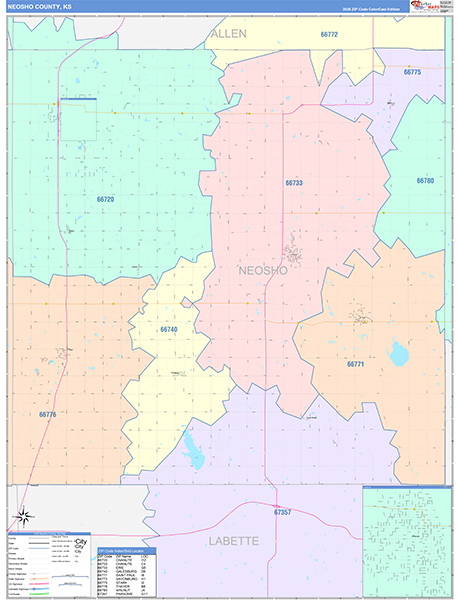 Neosho County, KS Zip Code Map