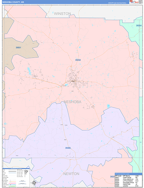 Neshoba County, MS Zip Code Map