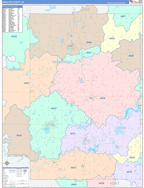 Newaygo County, MI Zip Code Map