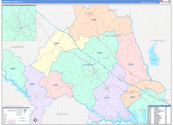 Newberry County, SC Zip Code Map