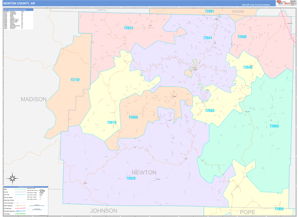 Newton County, AR Zip Code Map