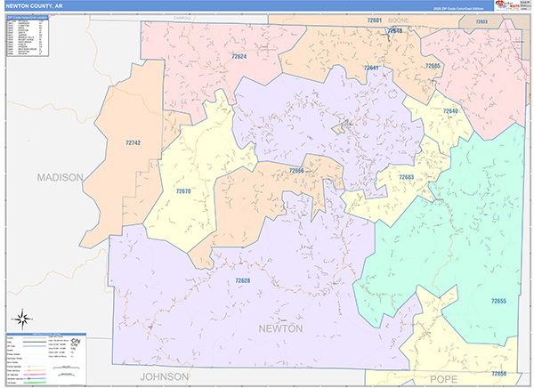 Newton County, AR Zip Code Map