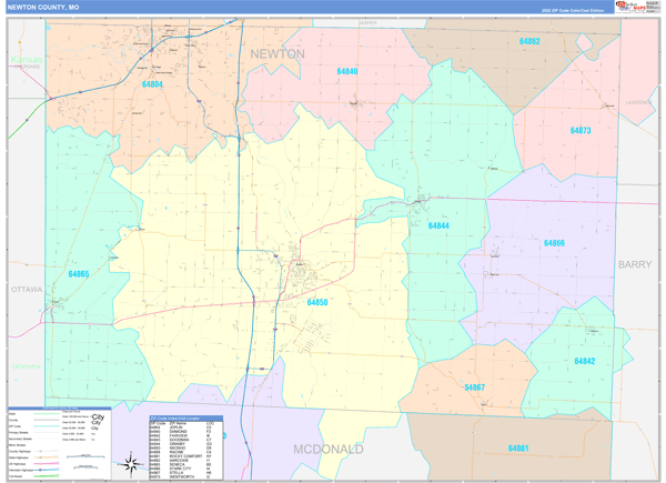 Newton County, MO Zip Code Map