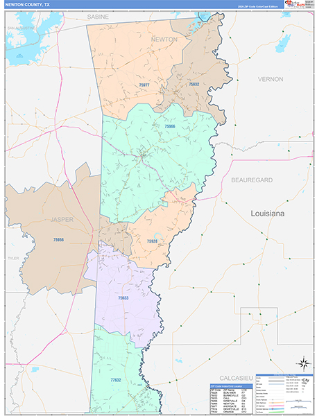 Newton County, TX Zip Code Map