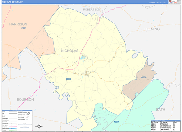 Nicholas County, KY Zip Code Map