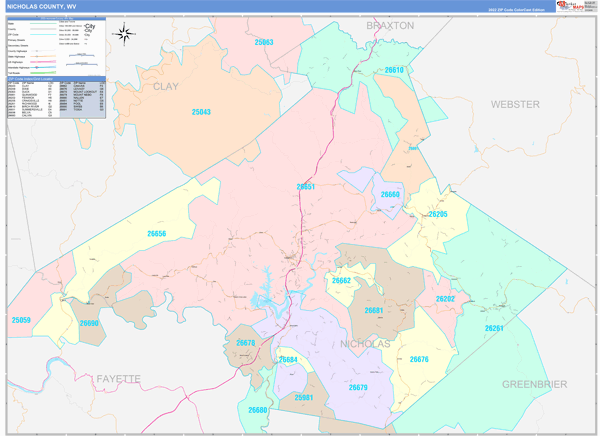 Nicholas County, WV Zip Code Map
