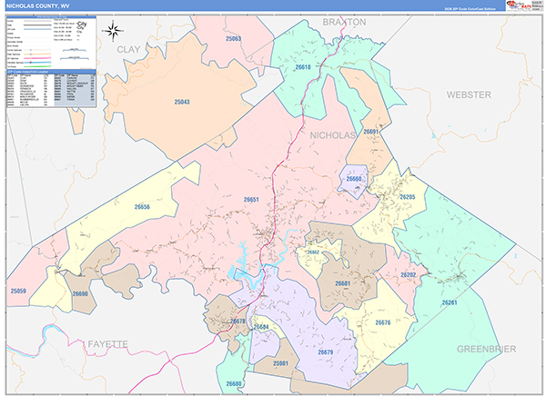 Nicholas County, WV Zip Code Map