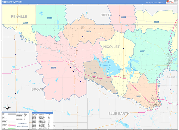 Nicollet County, MN Zip Code Map