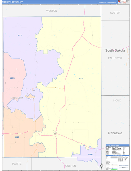 Niobrara County, WY Zip Code Map