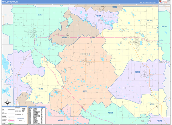 Noble County, IN Zip Code Map