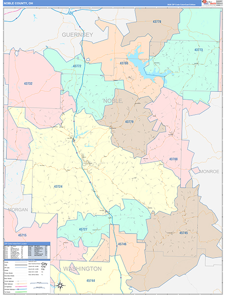 Noble County, OH Wall Map
