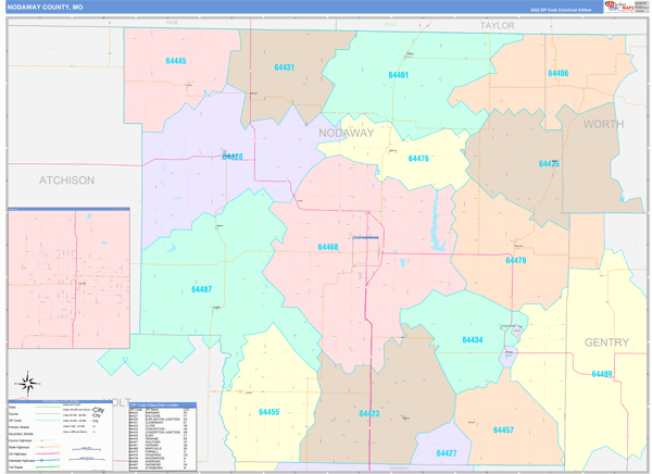 Nodaway County, MO Zip Code Map