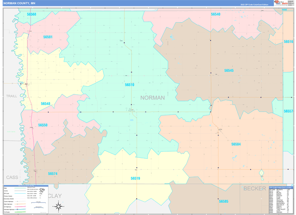 Norman County Digital Map Color Cast Style