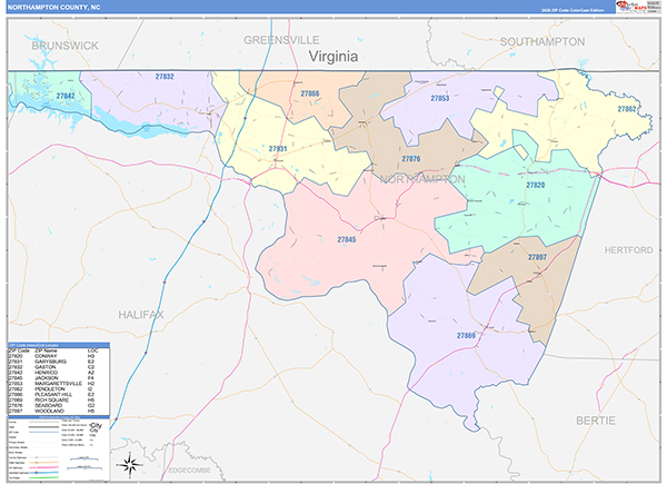 Northampton County, NC Zip Code Map
