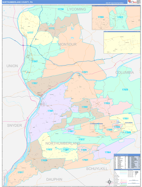 Northumberland County, PA Wall Map