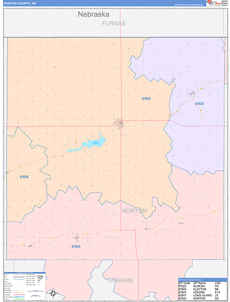 Norton County, KS Zip Code Map