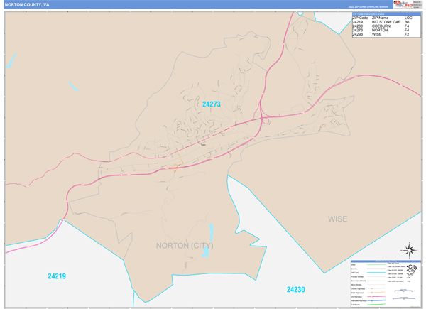 Norton County, VA Wall Map