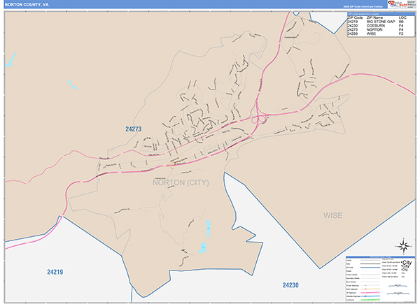 Norton County, VA Wall Map