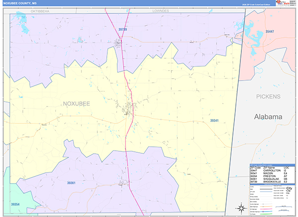 Noxubee County, MS Zip Code Map