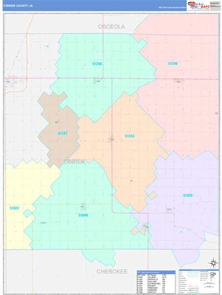 O'Brien County, IA<br />5 Digit Zip Code<br />Color Cast Style 2026