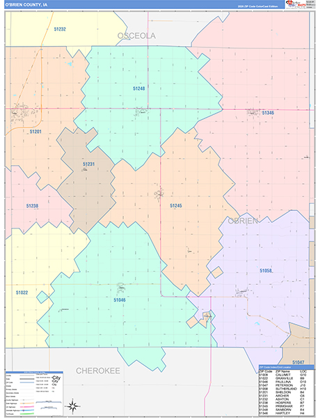 O'Brien County, IA Wall Map