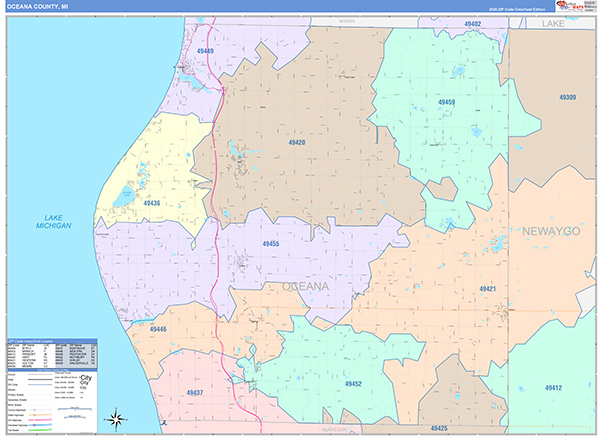 Oceana County, MI Zip Code Map
