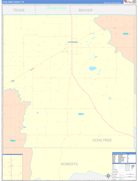 Ochiltree County Digital Map Color Cast Style