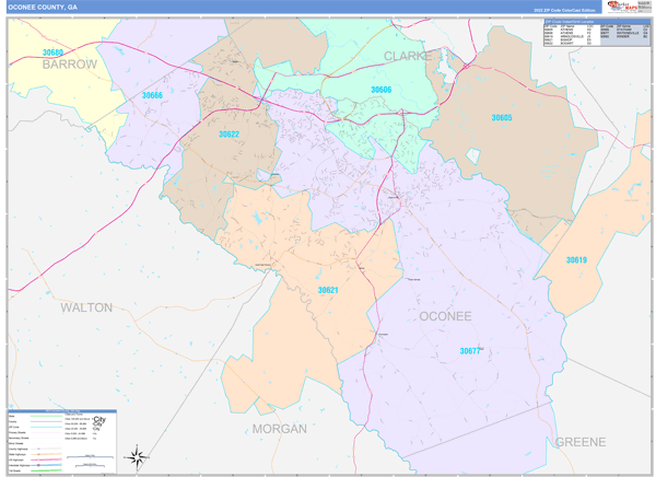 Oconee County, GA Wall Map