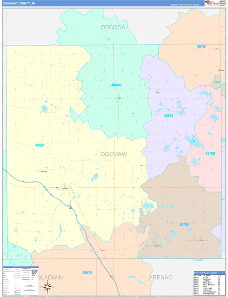 Ogemaw County Digital Map Color Cast Style