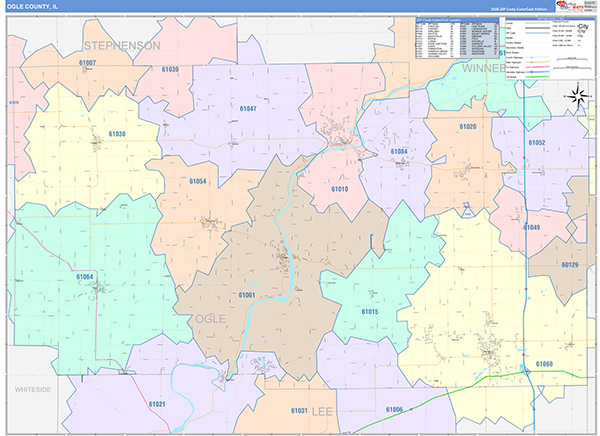 Ogle County, IL Zip Code Map