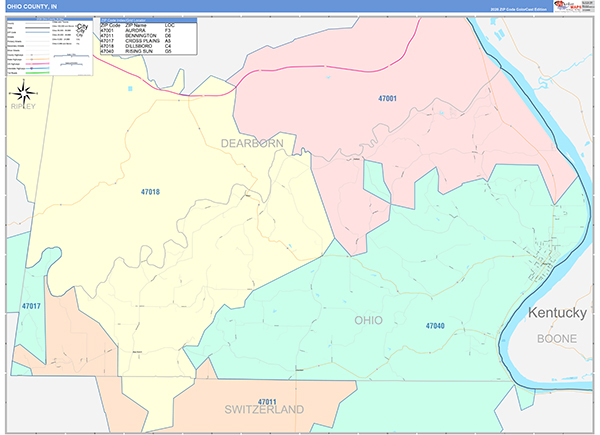 Ohio County, IN Zip Code Map