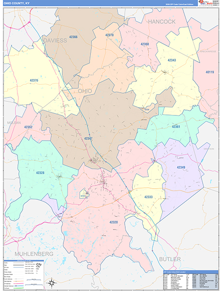 Ohio County, KY Zip Code Map
