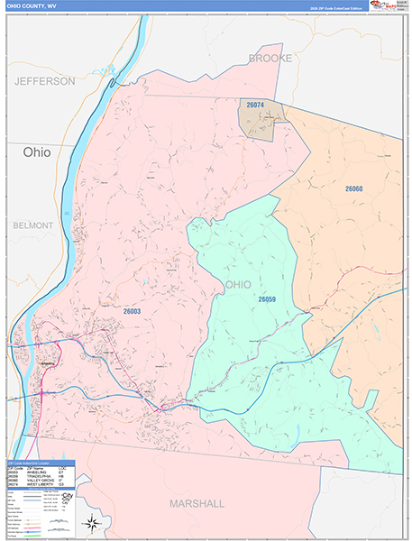 Ohio County, WV Zip Code Map
