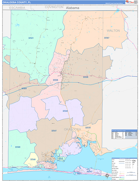 Okaloosa County, FL Zip Code Map