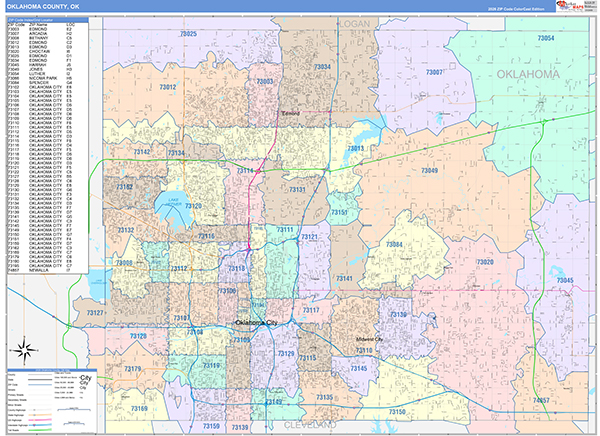 Oklahoma County, OK Zip Code Map