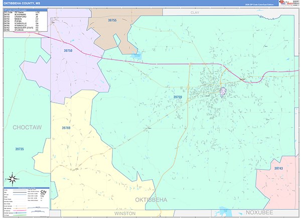 Oktibbeha County, MS Zip Code Map