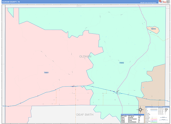 Oldham County, TX Zip Code Map