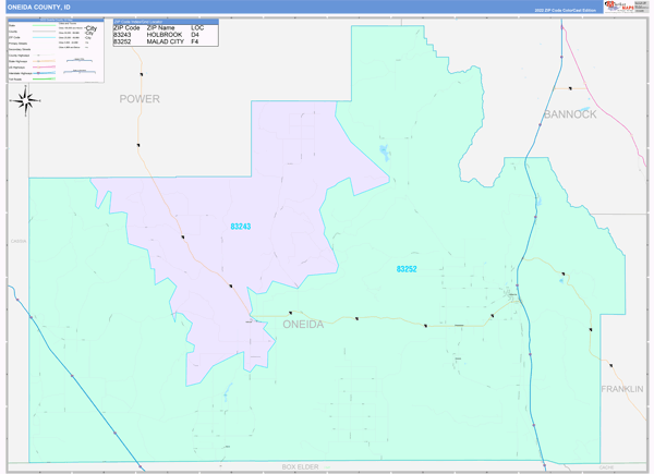 Oneida County, ID Zip Code Map