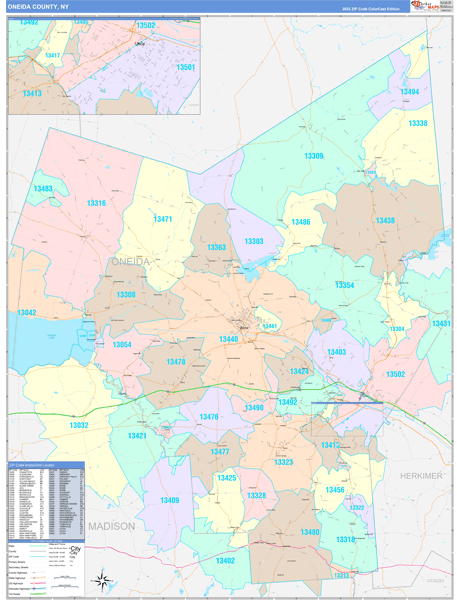Oneida County, NY Zip Code Map