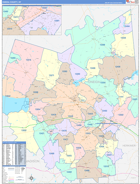 Oneida County, NY Zip Code Map