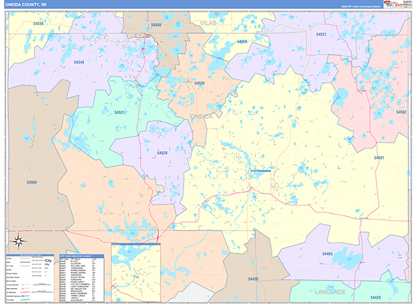 Oneida County, WI Wall Map