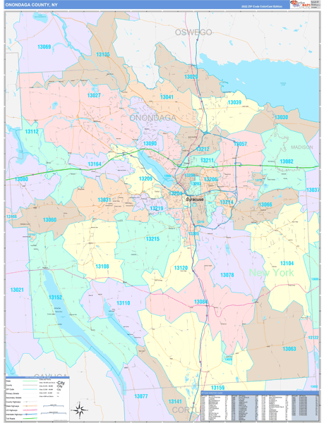 Onondaga County, NY Zip Code Map