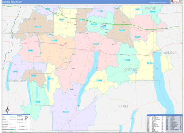 Ontario County, NY Wall Map