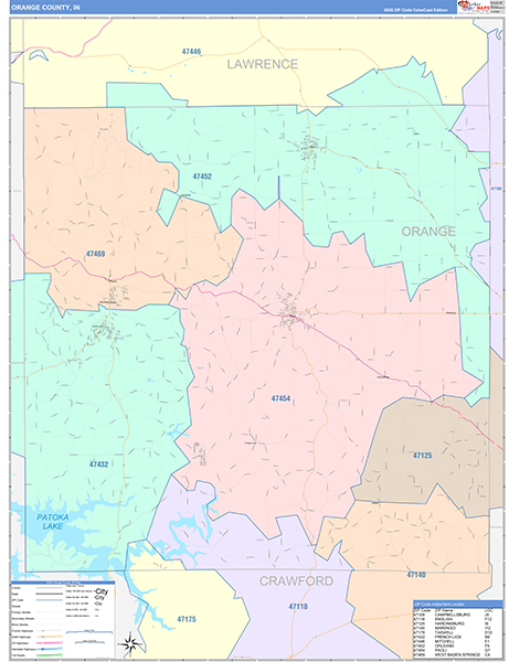 Orange County, IN Zip Code Map