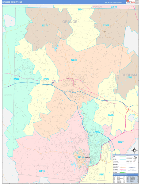Orange County, NC Zip Code Map