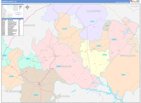 Orange County, VA Zip Code Map