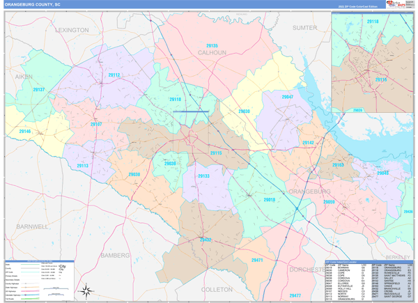 Orangeburg County, SC Wall Map