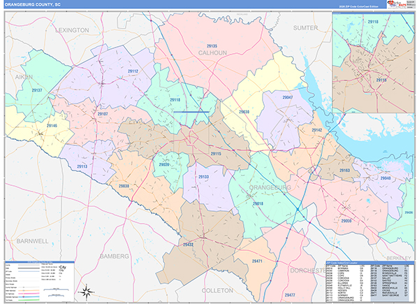 Orangeburg County, SC Zip Code Map